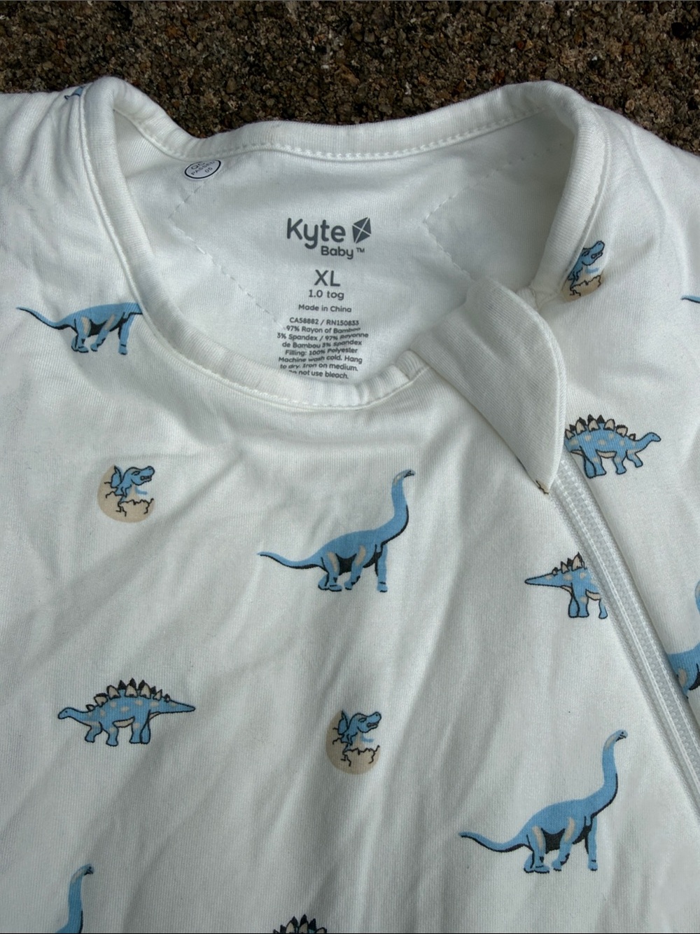 Kyte BABY White Sleep Sack with Blue Dinosaur Print - Picture 4 of 4